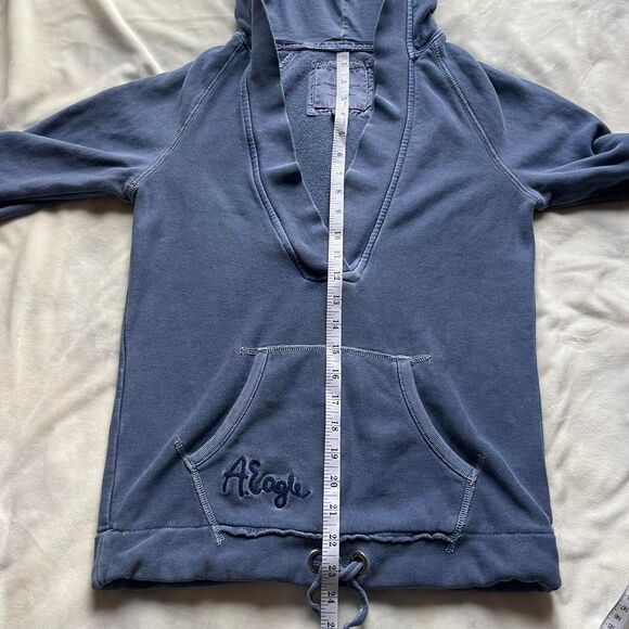 Vintage Y2K American Eagle blue v-neck hoodie with 3/4 sleeves size medium - Picture 7 of 7